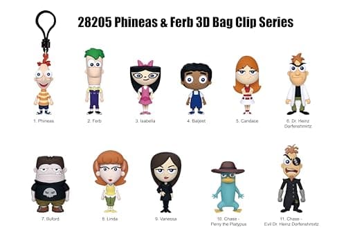 Disney Phineas & Ferb 3D Foam Bag Clip, Series 1 – Blind Bag (ONE Random Figure) Character Keychain/Backpack Accessory | Official Licensed Merchandise thumbnail 4