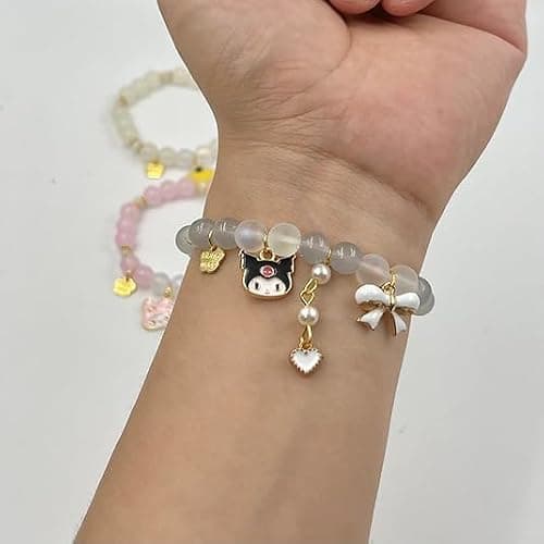 Yuoos Kawaii Pearl Necklace Set Stainless Steel Adjustable Open Silver KT Y2K Finger Ring Gyaru Anime Stunning Bracelets 90s Chain Necklace for Women thumbnail 4