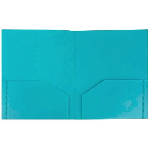 JAM PAPER Heavy Duty Plastic 2 Pocket Extra Tough School Folders - Teal Blue - 6/Pack thumbnail 7