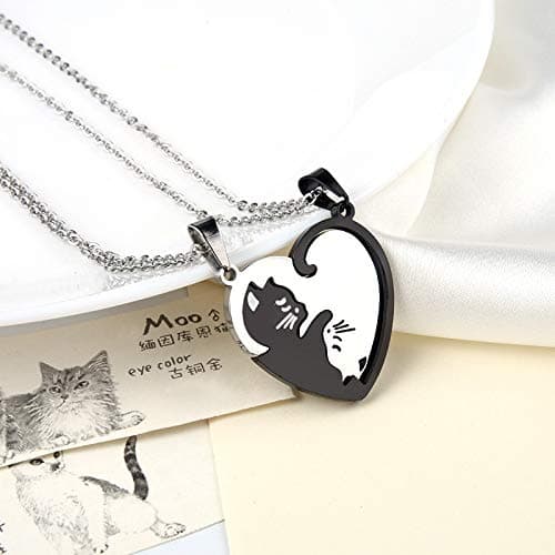 Anniversary Christmas Gift for Friends Husband Wife - Cat Friendship Necklace for 2 Girls Boys Matching Necklaces for Best Friends Sisters Brother Boyfriend Girlfriend thumbnail 3