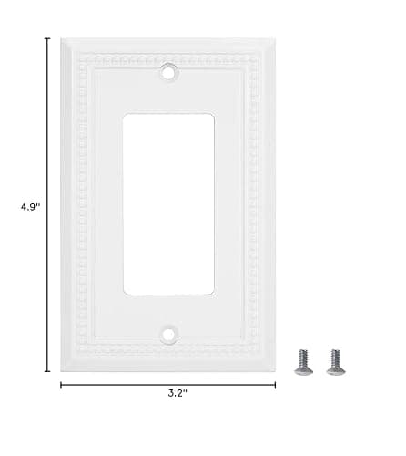 Henne Bery Sunken Pearls Heavy Duty Decorative Wall Plate Switch Plate Outlet Cover (Single Decorator, 2 Pack, White) thumbnail 8