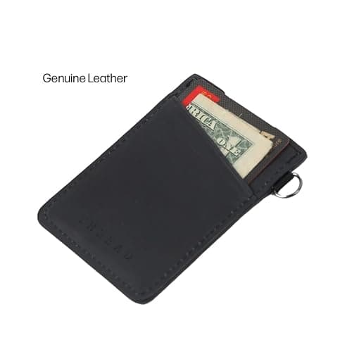 Thread Wallets Ultra Slim Wallet Vertical Leather Card Sleeve Wallet Thin Card Holder Minimalist Card Holder Wallets RFID Secure Black thumbnail 4