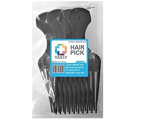 Vakly Afro Hair Pick Comb 5.25 in (4 Pack) – Wide Tooth Lift Picks for Curly, Thick, and Natural Hair, Plastic Detangling Comb for Volume, Wigs, and Beards thumbnail 9