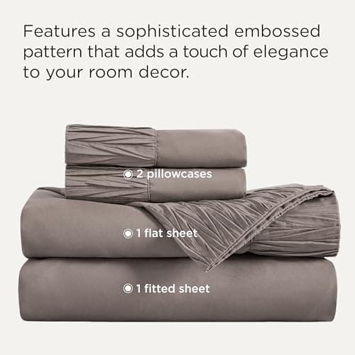 Bedsure Queen Sheet Set - 4 Pieces Soft Queen Size Sheets - Breathable & Cooling - Hotel Luxury - Easy Care Polyester Microfiber Bedding for Kids, Women, Men, Taupe Gray thumbnail 2