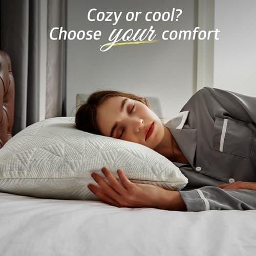 BETU Cooling Pillows Queen Size Set of 2, Shredded Memory Foam Pillows Cool for Hot Sleepers, Adjustable Firm Soft Support Bed Pillows Perfect for Back Neck Pain and Side Sleeping with Cover, White thumbnail 7