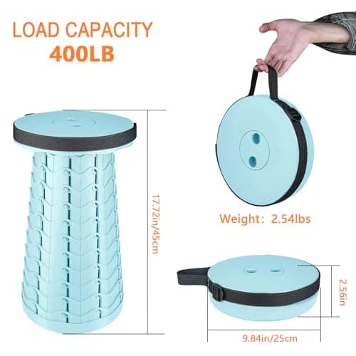 Boreeman Upgraded Folding Stool Lightweight Yet More Sturdy with Load Capacity 400lbs Portable Collapsible Stool for Camping Fishing Hiking BBQ (Ice Cream) thumbnail 2