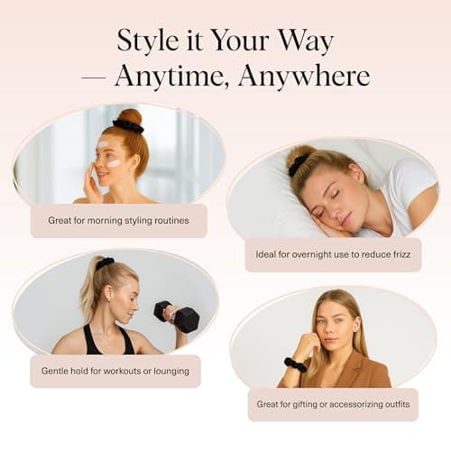 Kitsch Satin Scrunchies for Women - No Crease, Frizz Control | Softer Than Silk Scrunchies Gentle On Hair Scrunchies for All Hair Types | Stylish Hair Accessories College Essentials - Black, 5pcs thumbnail 5