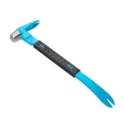 OX Tools Unique Hammer Head 12" Pry Bar - Multi-Functional Tool with Cats Paw, Crowbar | Rubber Grip, Polished Beveled Claws - Forged Steel Design for Strength and Durability - Image 1