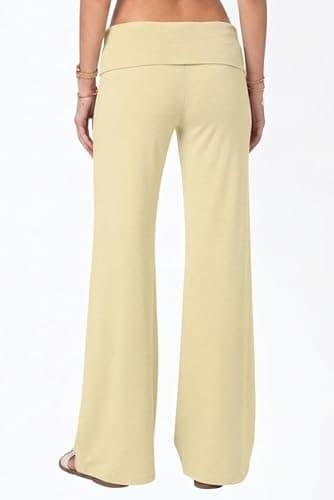 ONLYSTORY Y2K Fold Over Pants Low Rise Yoga Pants Casual Lounge Sweatpants | Low Rise Foldover Flared Pants Wide Leg Stretchy Sweatpants Joggers Sleepwear Pajamas Bottoms Casual Y2K Going Out Clothes thumbnail 4