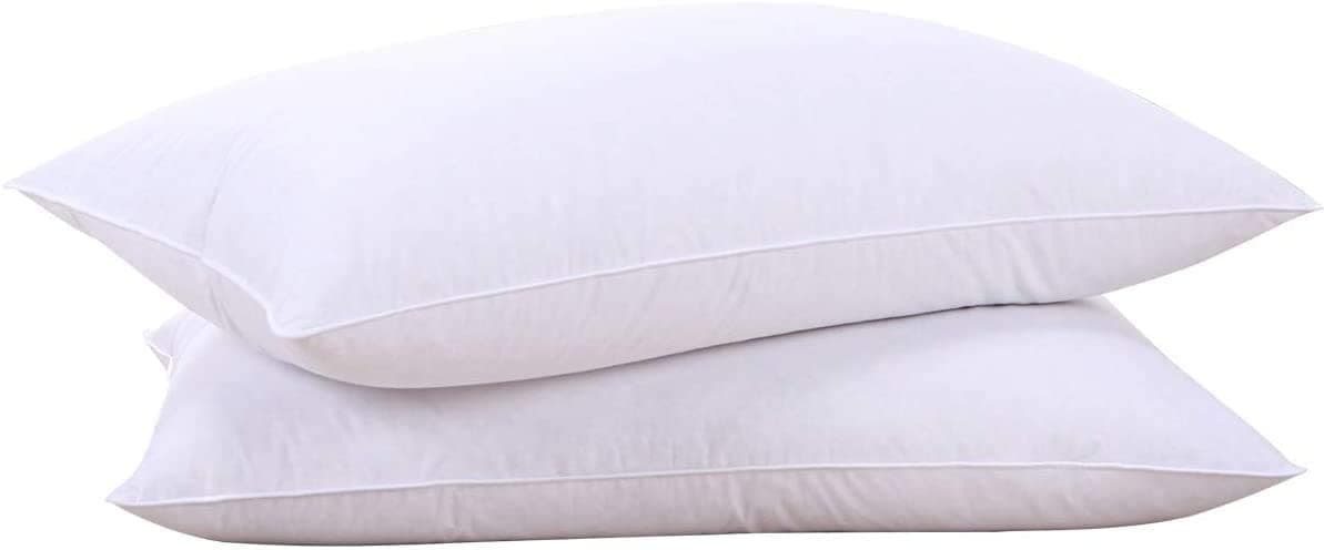 puredown® Goose Feathers and Down White Pillows with 100% Soft Cotton Cover, Bed Sleeping Hotel Collection Pillows Set of 2 King Size - Image 1