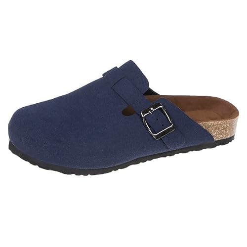 VRNCLR Sandals Women Mules Slippers Retro Low Heel Suede Leather Sandals Solid Color Women Light Slipper Clogs (Color : Dark Brown, Size : 9) thumbnail 5