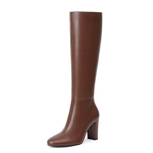 Modatope Knee High Boots for Women Chunky Heel Rounded Toe Womens Tall Boots - Image 1