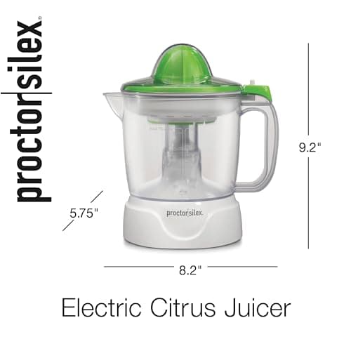Proctor Silex Juicer Electric Citrus Juicer Machine, 34 oz., for Orange, Lemon, Grapefruit Juice, White and Green (66340) - White and Green thumbnail 8