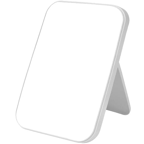OSDUE 20*13.4cm Makeup Mirror, Foldable Desktop Vanity Mirror Portable Rectangular Makeup Travel Mirror with Stand, Desktop Vanity Mirror for Office Desk,Vanity Table, Travel, Camping (Large - Beige) - Image 1