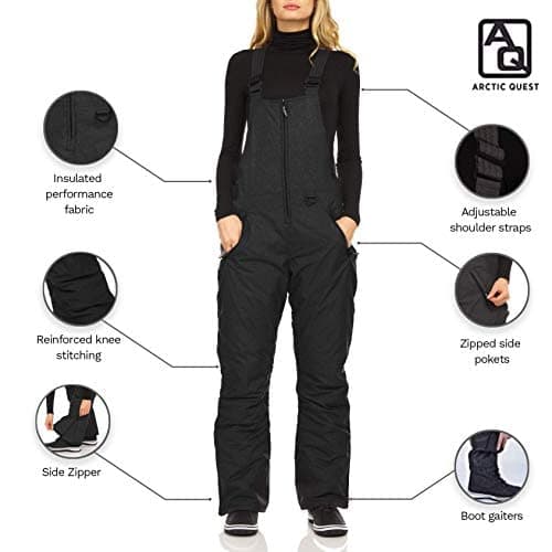 Arctic Quest Womens Ski Snow Bibs Pants Insulated Water Resistant Overalls Snowboarding Winter Waterproof Pants Women thumbnail 3