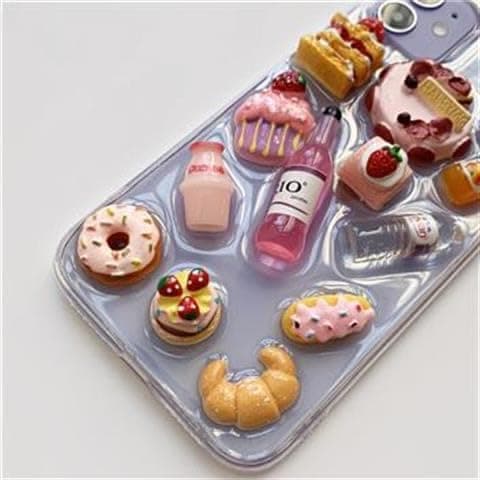KINGMINOS Cute Dessert Phone Case, Funny 3D Breadcake Simulation Food Case for iPhone 15 14 13 12 11 Pro Max, Handmade Clear Food Cases Cover, Gift for Her (iPhone 13 Pro Max) thumbnail 3