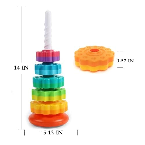 LBAIBB (1 PCS) Spinning Stacking Toy,Spin Toy for Toddlers 1-3,Sensory Toys for Toddlers 1-3,Rainbow Spin Tower,Autism Spin Stack Toys,Suitable for Gifts for Boys and Girl - Flowers thumbnail 3