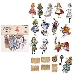 Alideco 80Pcs Vintage Scrapbook Stickers Set Retro Scrapbooking Paper Kawaii Alice Stickers Journaling Assorted Phone Adult thumbnail 8