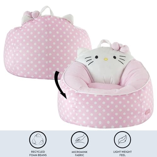 Sanrio Hello Kitty Bean Bag Chair for Kids,Figural Hillside Design by pod, Soft & Durable Fabric, 24x24x17, Comfy Seat for Bedrooms & Playrooms thumbnail 4