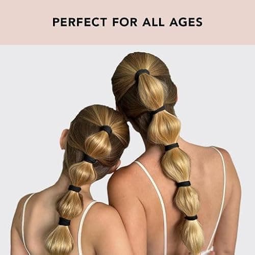 Kitsch Black Hair Ties No Damage - Strong, Stretchy Hair Bands | Soft Nylon Ponytail Holders, Snag-Free Rubber Bands, Perfect for Updos & Braids | Ideal Gifts for Women - Black, 6pcs thumbnail 6