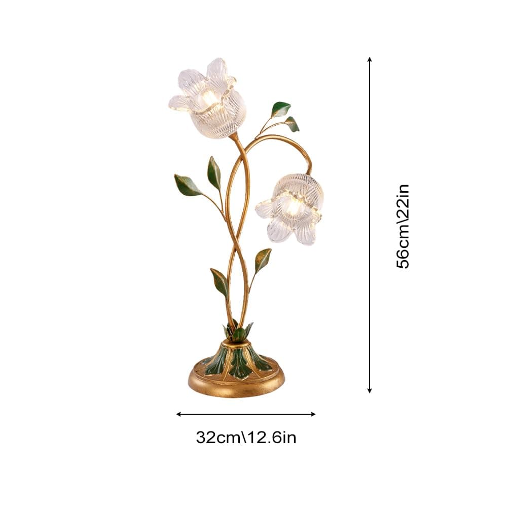 Vintage Pastoral Style Flower Table Lamp for Home, Flowers Art Design Bedside Lamps Metal Nightstand Lamp with Glass Shade for Bedroom, Living Room, Office thumbnail 6