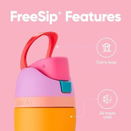 Owala FreeSip Insulated Stainless Steel Water Bottle with Straw for Sports, Travel, and School BPA-Free Sports Water Bottle, 24 oz, Tropical thumbnail 2