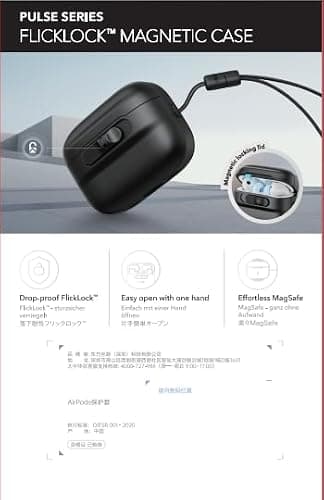 ESR for AirPods Pro 3 Case (2025), Compatible with AirPods Pro 3 (USB-C Cable), MagSafe Ready, Magnetic Lid Lock, Full Drop Protection Cover with Lanyard, Black thumbnail 11