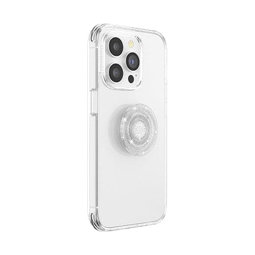 PopSockets Translucent Phone Grip with Expanding Kickstand, PopSockets for Phone, Adhesive Grip, Translucent PopGrip - Clear Glitter Silver thumbnail 3