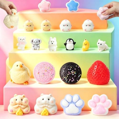 20Pcs Taba Squishies Pack Toys, Including Assorted Animal & Food Squishy Toy, Stress Relief Fidget Toys for Party Favors Birthday Gift OPP Packaging thumbnail 8