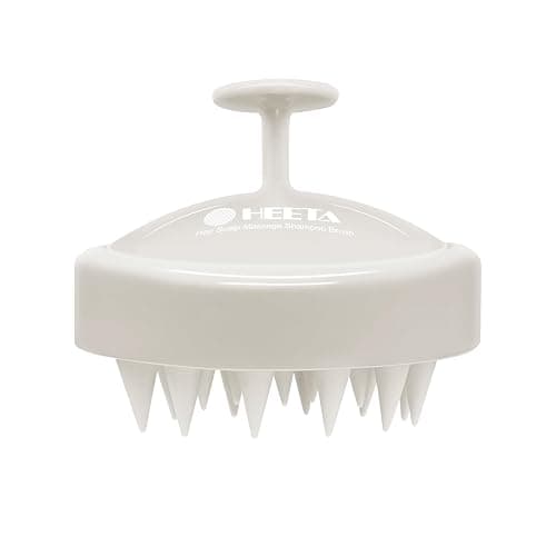 HEETA Scalp Massager Hair Growth, Soft Silicone Scalp Scrubber Shampoo Brush for Exfoliation, Dandruff Removal Head Massage Stress Relax, Wet & Dry Use for Thick Thin Curly Hair Care, Beige - Image 1
