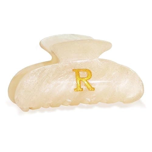 Acrylic Letter Hair Clips for Women - Monogram Hair Claw Alphabet Large Hair Clip, Fashion Glitter Claw Clips Elegant And Durable Hair Accessory, Letter R - Image 1