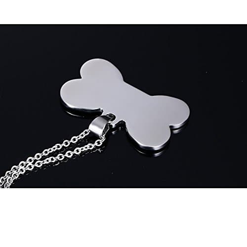 AOCHEE Stainless Steel Dog Tag Necklace Bone Shaped Pendant Necklace Pet Lover Jewelry Gift thumbnail 3