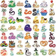 Macaroon Snake Stickers for Party Favors,50 PCS Cartoon Animals Cute Style Scrawl Stickers for Water Bottle Laptop Phone Luggage Guitar Bicycle,Waterproof Vinyl Stickers for Teens Girls Children thumbnail 4