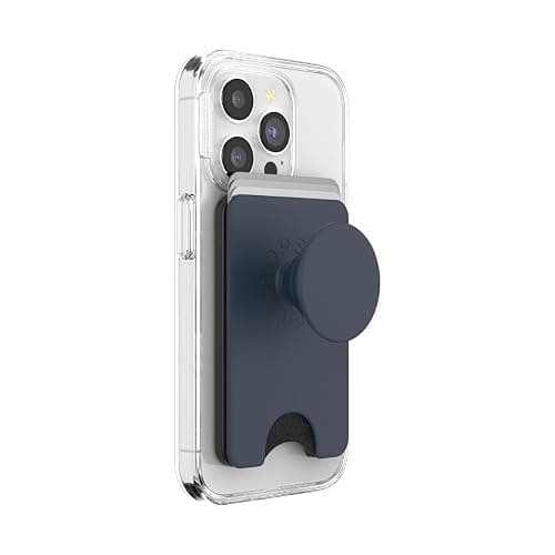 PopSockets Phone Wallet with Expanding Grip and Adapter Ring for MagSafe, Phone Card Holder, Wireless Charging Compatible, Wallet Compatible with MagSafe - Navy Blue - Image 1