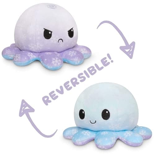 TeeTurtle - The Original Reversible Octopus Plushie - Happy + Angry Snowflakes - Cute Sensory Fidget Stuffed Animals That Show Your Mood - 4 inch, 1 count thumbnail 2
