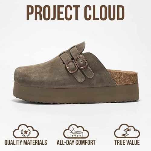 Project Cloud 100% Genuine Leather Clogs for Women - Wedge Womens Clogs Platform Sandals with Memory Foam Insole - Heeled Mules for Women 2025 (Stephi) thumbnail 4