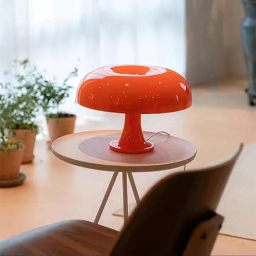 KONTARBOOR Lampe de Table LED - Champignon Vintage – Abat-Jour Orange Laqué, Style Rétro, USB, Interrupteur Rotatif, Décoration Salon ou Chambre thumbnail 9