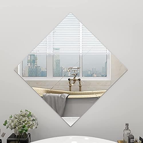 Murrey Home Wall Mirror for Home Gym Mirror, Full Length Mirrors Wall Mounted, Frameless Full Body Mirror Tiles for Wall, Door, Garage, 12" x4PCS thumbnail 4