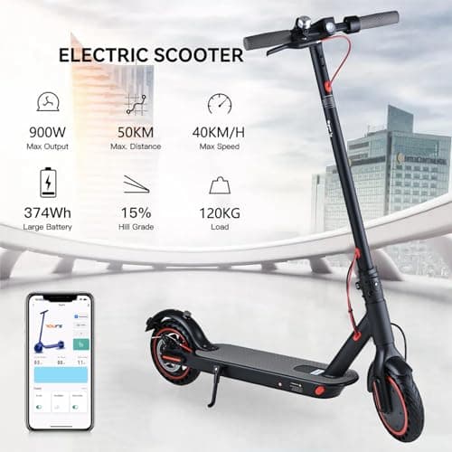 8.5" Adult Electric Scooter, 900W Motor, 36V 7.8Ah Battery,35KM/H Max Speed, Long Range Folding E-Scooter for Urban Commuting with App (Black) thumbnail 4