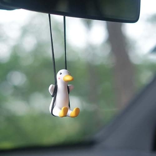 Cute Swinging Duck Car Hanging Ornament,Rear View Mirror Hanging Accessories,Funny Car Interior Decor Gifts for Women Men thumbnail 5