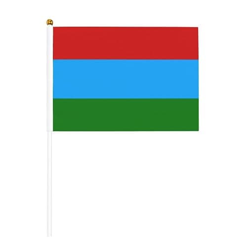 Karelia Flag Small Hand Held Flags, Mini Flags On Stick For Party Team Activities Parades Holiday Decoration 10 Pack - Image 1