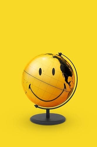 Suck UK Smiley Face World Globe | Office Accessories | Smiley Face Desk Decor & Office Desk Accessories | Office Desk Decor & Bookshelf Decor | For Children & Kids | Yellow thumbnail 4
