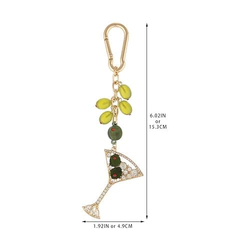 Madison Tyler Western Cowboy Boots Cherry Bow Bubble Tea Strawberry Cute Keychain | Bag Charms for Handbags Purse Charms - Martini Olives thumbnail 7