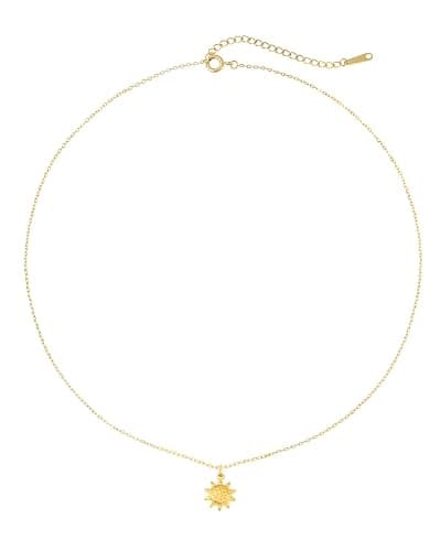 Made by Nami Minimalistische Halsketten mit Mond Anhänger Gehämmert • Dezente Damen Edelstahl Halskette mit starkem Verschluss • Choker-Kette Frauen & Mädchen • Filigrane Gliederkette thumbnail 3