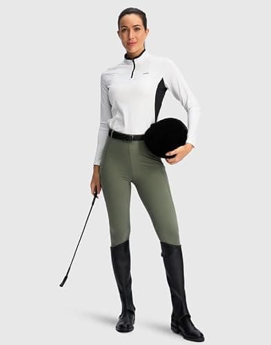 SANTINY Women's Horse Riding Pants Zipper Pockets Silicone Full-Seat Breeches Equestrian Schooling Tights for Women thumbnail 6
