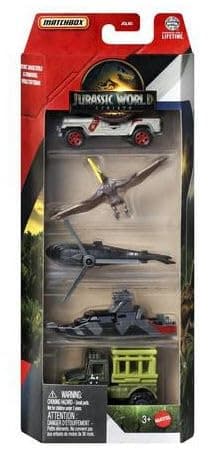 Jurassic World Matchbox Dinosaur Vehicle Collection, Die-Cast Cars and Figures 5 Packs, Bundle of 4, 20 Vehicles, JGL60-956B thumbnail 5
