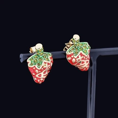 Colorful Strawberry Earrings of Saturn for Women - Colorful Strawberry Crystal Quartz Saturn Earrings Ear Studs thumbnail 5