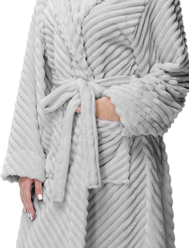 Yurhap Premium Robes for Women - Super Soft Cozy Fleece Womens Robe Plush Long Bathrobe thumbnail 3