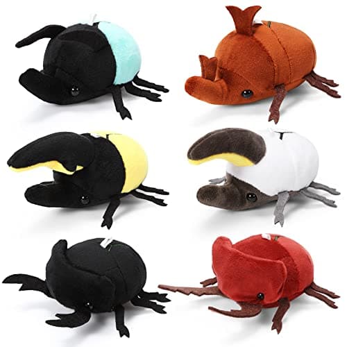 Meooeck 6 Pieces Simulation Beetle Plush Toy 4 Inch Small Beetle Bug Stuffed Animal with Bead Chain Hanging Insect Plush Stuffed Soft Crustaceans for Boys Girls Birthday Animal - Image 1