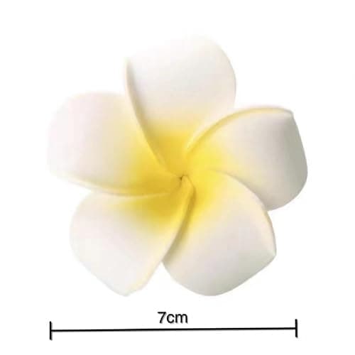 Geettcaifu 4 Pcs 7cm Hawaiian Frangipani Plumeria Foam Hair Clips, Head Flower Party Beach Hair Clips - White and Pink thumbnail 4
